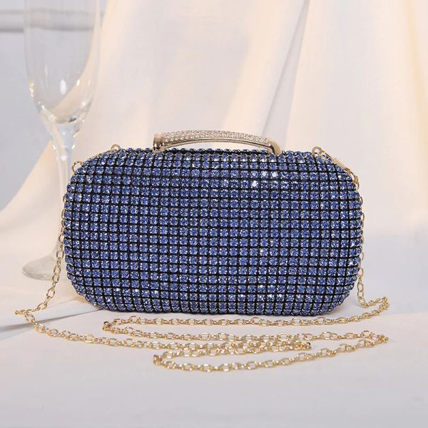 Bolsas Full Crystal Rhinestone Fiest Wedding Vesting Purse Mini Mini Handbag 2023 Nuevos embragues brillantes Bolso de noche al por mayor B531