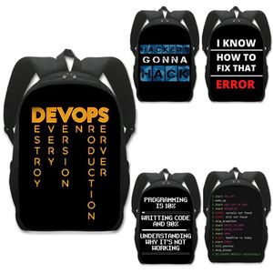 Sacs drôles DevOps sac à dos femmes hommes codage de programmation Rucksack DevOps Computer Nerd Geek Programmer Backpacks Children School Sacs