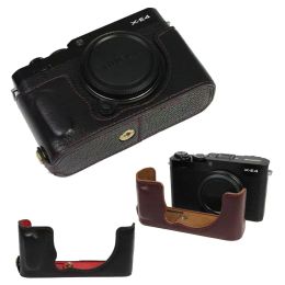 Sacs Cover de section demi-corps en cuir authentique pour Fujifilm Fuji Xe4 Xe4 Camera Sac Bottor Baser avec ouverture de batterie