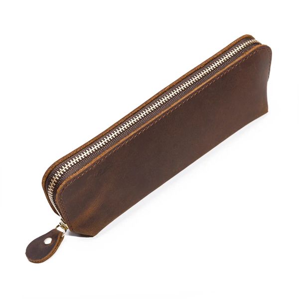 Sacs authentique sac en cuir sac à glissière Sac à stylo de stockage de stylo à main