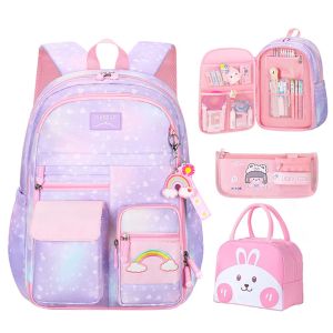 Tassen Girls School Backpacks Kawaii Book Bag met compartimenten voor meisjesjongen studenten Elementary School Back Pack Kids Rucksack Mochila