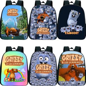 Sacs Grizzy and the Lemmings Backpack for Boys Girls Kindergarten Sacs Sacs Enfants Cartoon Lemmings Bear Rucksack Kids Bookbags