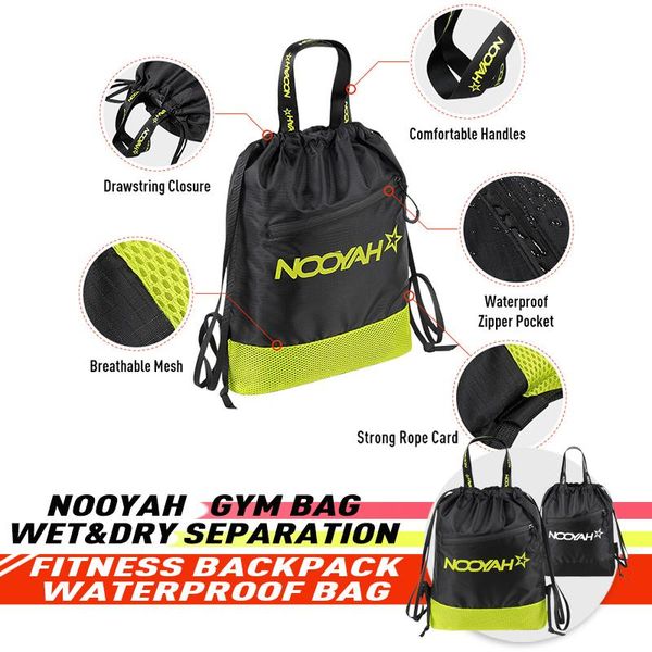 Bolsas Bolsa de gimnasio Separación en seco y húmedo Bolsa impermeable para fitness Mochila de natación de verano Bolsa de playa Deporte Camping Senderismo Paquete plegable con cordón