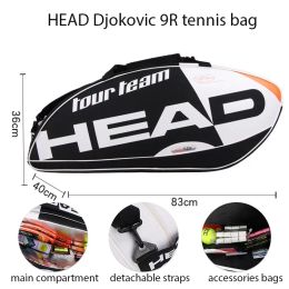 Sacs Head Murray Sac de Tennis Épaule Simple Compartiment à Chaussures Indépendant Isolation 6/9 pièces Sangle de Transport Télescopique