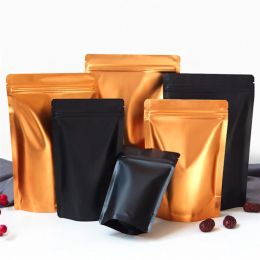 Bolsas Calor Sellable Negro de oro Negro Mylar bolsas bolsas de bolsas mate de aluminio con cremallera de aluminio bolsas de almacenamiento de alimentos