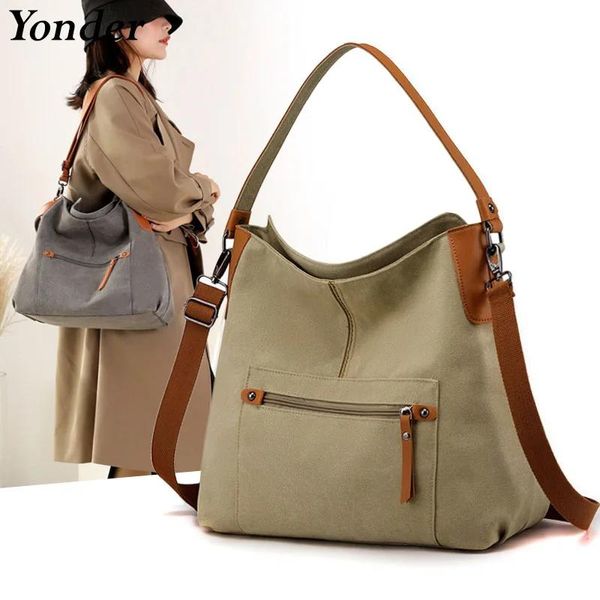 Sacs de haute qualité A4 Femmes décontractées Sac à main sac à main pour dames Tot Tote Canvas Sac épaule sacs de tissu féminin pour femmes Zipper en porcelaine