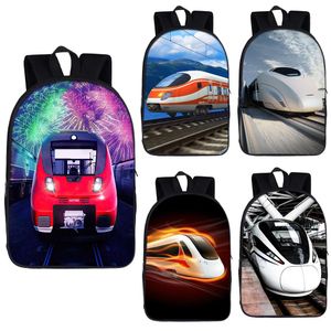 Tassen High Speed Rail Train Print Backpack For Teenager Boys Girls Children School Bags Women Men Men Laptop Backpack voor reisboektas