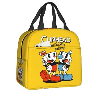 Tassen Hot Game Cuphead Mugman Lunch Bag voor werk School Waterdichte koelere thermisch geïsoleerde lunchbox Vrouwen voor kinderen Kinderliggende tassen