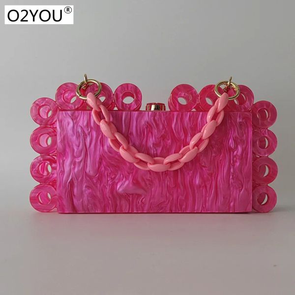 Bolsas Bolsos de caja de acrílico de anillo verde rosa fuerte bolsos de fiesta femeninos bolsos de hombro para banquete de boda bolsa feminina mini bolso