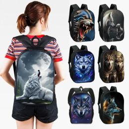 Sacs Hurling Wolf Pattern Sac à dos Baby Wolves Schoolbag Wolf Under the Moonlight Bookbags for Teenager Day Bag Sac à dos pour ordinateur portable