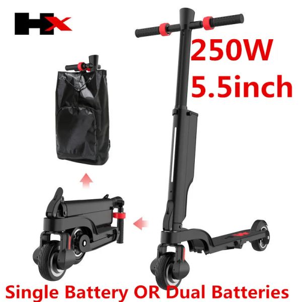 Bolsas HX X6 Mini Scooter Eléctrico de dos ruedas Scooters eléctricos Mini Mochila Protible Escipiente Bike Electric Ebike 250W 5AH