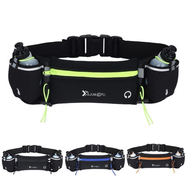 Bolsas de hidratación Cinturón con botellas múltiples bolsillos que corren bolsas de correa ajustable cintura de ejercicio para deportes al aire libre