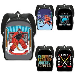 Sacs Ice Hockey Print Backpack pour adolescents garçons enfants Sacs Sacs Homme sac à dos pour un ordinateur portable Backpack Kid Bookbag Gift