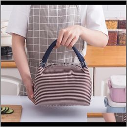Tassen Geïsoleerde Cold Box Canvas Streep Picknick Carry Case Thermal Draagbare Lunch Bag Servies Opslag Container Lonchera NZAE3 5GUTP
