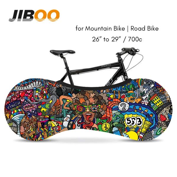 Sacs Jiboo Fashion Elastic Bike Cover lisse Stretch Tissu Sac de rangement de vélos Mtb Road Vélo électrique 26 27,5 29 ACCESSOIRES DE COTÉ