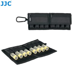Sacs JJC 18650 Batterie Organisateur Battelles Portables Boîte de rangement Boîte de rangement Pouche de sac durable avec poche à fermeture éclair Metal Carabiner transport