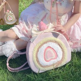 Sacs sac kawaii sac à gâteau de fraise sac à dos pour femmes sac à bandoulière lolita rose doux pour filles cadeau de Noël sacs d'étudiant sacs d'étudiant