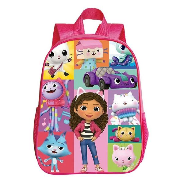 Sacs Kawaii Gabby's Dollhouse école sacs à dos pour enfants filles rose Bookbag maternelle sacs 12 pouces enfants sac à dos sac étanche