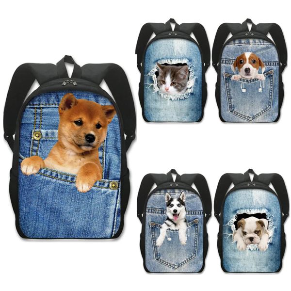 Sacs kawaii animal de compagnie dans poche sac à dos akita chien husky féminin sac à dos