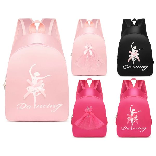 Sacs Kids Girls Ballet Dance Sac Robe Belle Ballerine Robe Imprimer Big Capacité Rangement Sac à dos Ballet Latin Dance Sac Sac à bandoulière