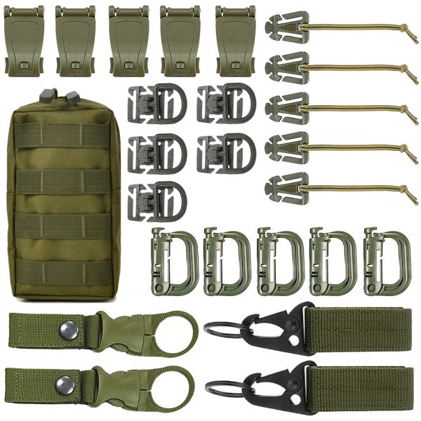 Kit de sacs de 25 moles accessoires Kit Attachement Dring Grimloc Locking Gear Clip Strap Tactical Backpack Web Elastic String
