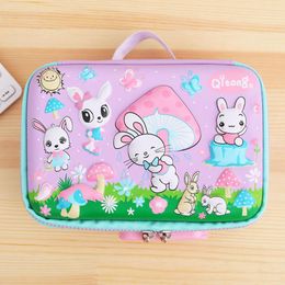 Tassen Koreaanse Kawaii School Potlood Case For Girls Boy 3D Penapentas Schattige konijnwachtwoord Potloodcase Grote grote Eva -penalty's Lockbox