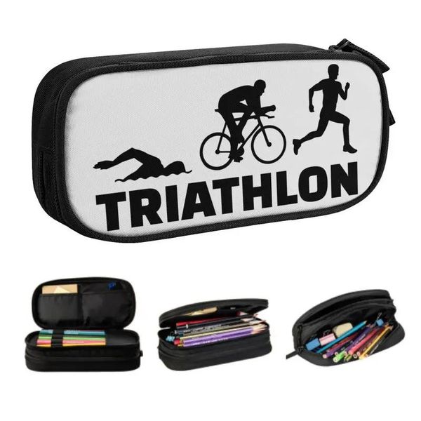 Sacs coréens Triathlon, étuis à crayons pour garçons et filles, personnalisés, natation, cyclisme, course à pied, boîte à stylos de grande capacité, sac fournitures scolaires