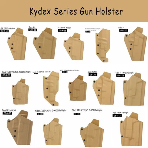 Sacs Kydex Gun Holster pour Glock 17/19 / 19x / 43/45/48 Beretta M9 SIG P226 1911 X400 / X300 / TLR Pistolet léger Pistole