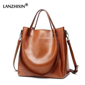 Tassen LANZHIXIN Casual Grote Vrouwen Tote Schoudertas PU Leer Dames Emmer Handtas Messenger Bag Zacht Winkelen Crossbody Tas Vrouwelijke