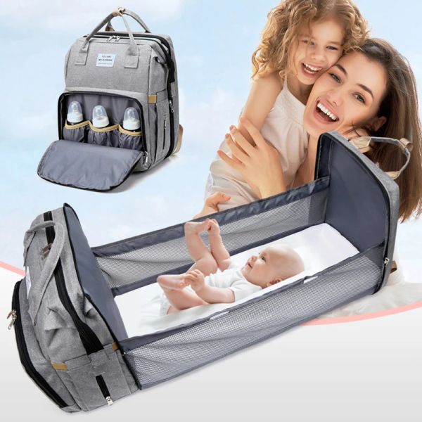 Bolsas de gran capacidad Mommy Bag Baby Stroller Bag Phanable Hangable Biby Bottle Organizador Bolsa de almacenamiento Bolsa de cuna plegable