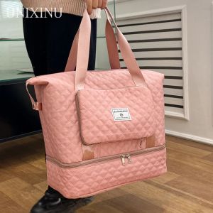 Bolsas de gran capacidad Viaje Bolsa Dufffle para mujeres Ligero Argyle Patrón Argyle Fin de semana Bolsa de fin de semana Bolsa de almacenamiento de gimnasio engrosado