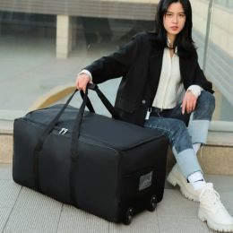 Sacs de grande capacité Unisexe Universal Wheel Travel Sac Duffle Durable Oxford Simple Multifonction Handbag Carteur de bagages