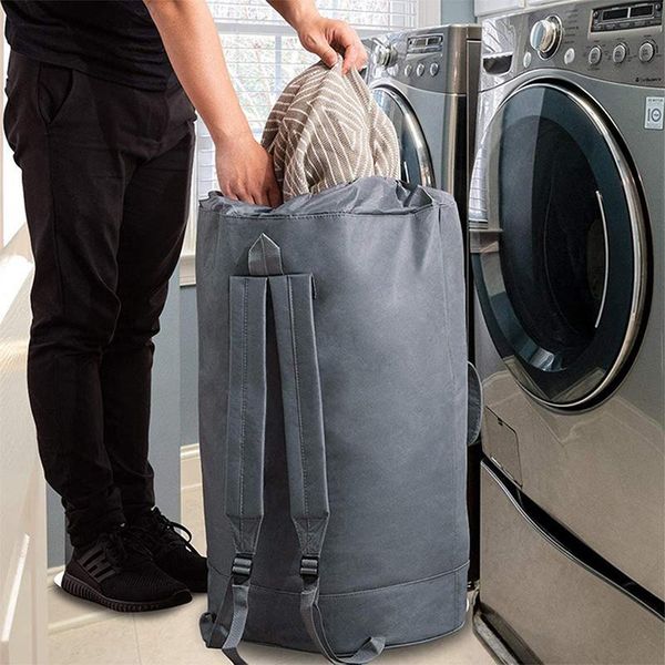 Sacs grand sac de lavage à dos de linge pour les machines à laver Sac panier de panier à linge avec bandoulière pour le camping en dortoir