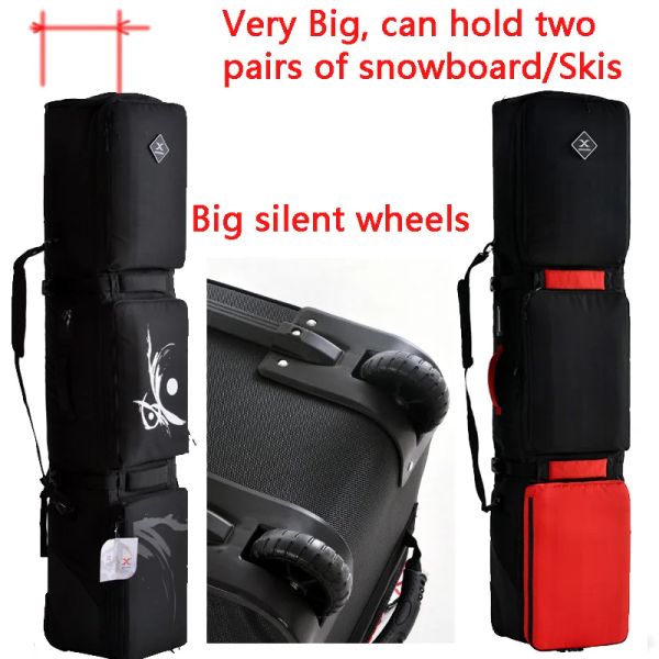 Longitud de las bolsas 168 +8 cm bolsillo extensible Bolsa para snowboard / esquís con ruedas |Gran capacidad puede contener dos juegos de snowboard/esquís a7344