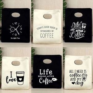 Bolsas, la vida comienza después del café, bolsa de almuerzo portátil de la caja de bento de aislamiento con aislamiento con aislamiento.