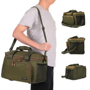 Bolsas Lixada, bolso de hombro de pesca de lona multifuncional portátil, bolsa de aparejos de pesca, bolsa de carrete de señuelo de pesca, funda