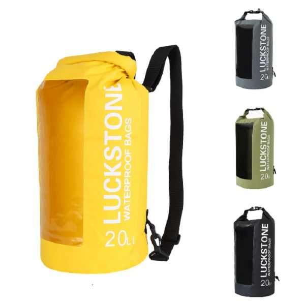 Bolsas Luckstone Camping senderismo PVC bolsa seca Ocean Pack mochila impermeable Rafting bolsa impermeable para móvil doble hombro 20L