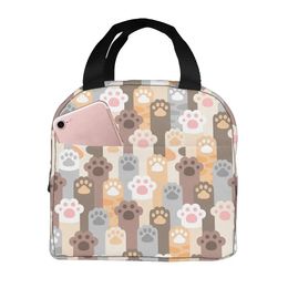 Sacs sac à lunch Cat PAW FOODPRINT THERME ISOLURE LANCHER BOX TOTE FOCHER SAG Bento Pouche à déjeuner Conteneur de nourriture Sac de rangement