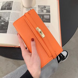 tassen Luxe designer portemonnee damesmode tas veelzijdige effen kleur handtas met lychee patroon hoogwaardig pu materiaal medium lengte meerdere kaartvakken