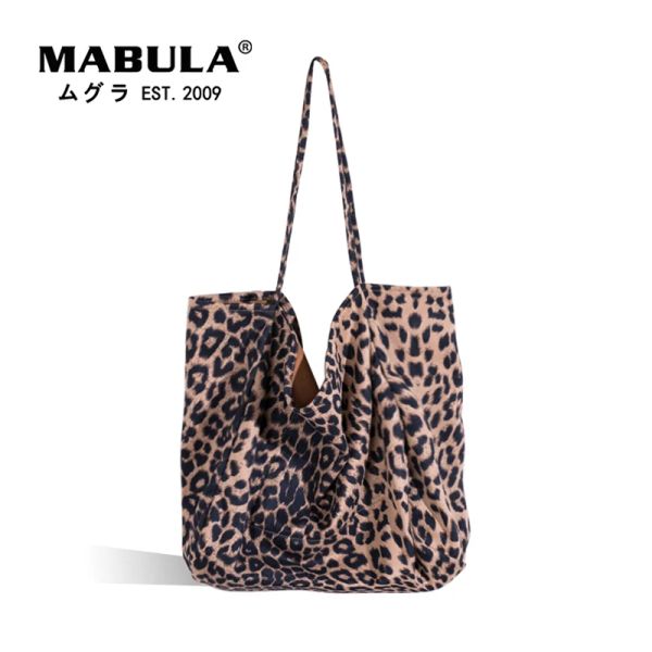 Sacs sacs à main Mabula Big Shopper avec Zipper Oversize Automn Fashion Leopard Patern fourre-tout