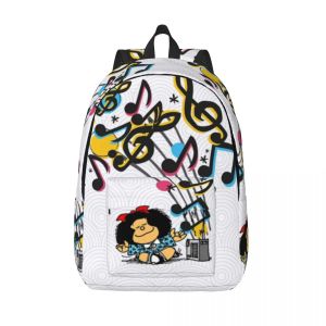 Tassen Mafalda Music Vintage Backpack For Boy Girl Kids Student School Books Daypack Preschool kleuterschooltas Buiten