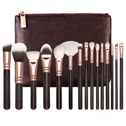 Sacs Makeup Brush Pu Leather Femmes Zip Hands Making Makeup Makeup Makeup Brush Makeup Tools 15piece1set