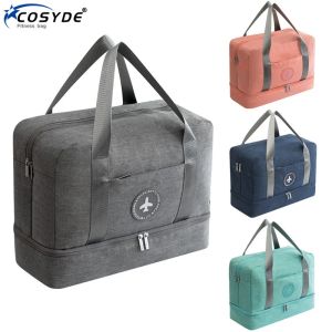 Sacs Hommes Double couche Sac de gymnase Dry and Wet Séparation Paquet de plage Sac de plage Femmes Emballage Cubes de vêtements Chaussures Duffle Pouch à main NOUVEAU