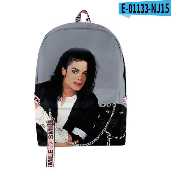 Sacs hommes femmes Michael Joseph Jackson sac à dos Étudiant garçon de filles sacs de voyage sacs de voyage 3D Oxford imperméable Notebook Sac à bandoulière