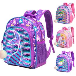 Tassen zeemeermin rugzak voor meisjes, 12 "peuter pailletten Kids Bookbag, schattige dieren voorschoolse kleuterschool Schoolbag