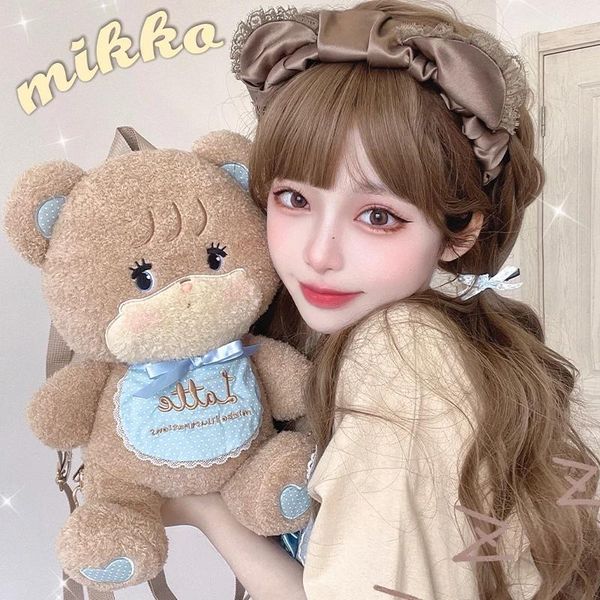 Sacs Mikko Anime poupée sac à dos mouton en peluche mignon petit Animal Latte sac à dos chat lapin Figure Kawaii stylo boîte écoliers cadeaux