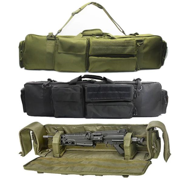 Bolsas Bolsa de pistola militar Mochila Case de bolsas de doble rifle para SAW M249 M4A1 M16 AR15 Airsoft Carbine Carrying Bag Case con correa para el hombro