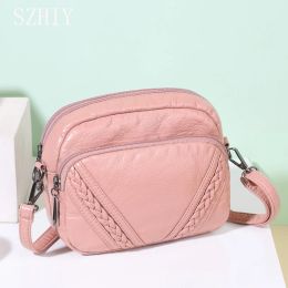 Tassen mini crossbody tas voor vrouwen vintage zacht gewassen pu lederen schouder meerdere pocket 2021 ontwerper nieuwe kleine telefoontjes malas