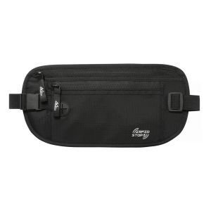 Tassen Moko Secure Travel Money Belt, undercover verborgen RFID -blokkerende reismuur, Antitheft Paspoortportel voor mannen vrouwen, zwart