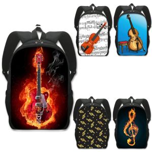 Tassen muziekinstrument gitaar / violoncello / viool backpack muziek notitie rucksack canvas schooltassen voor tiener reisboek tas